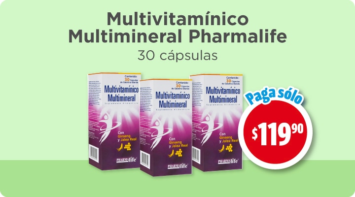 Multivitam&iacute;nico Multimineral Pharmalife paga s&oacute;lo $119.90