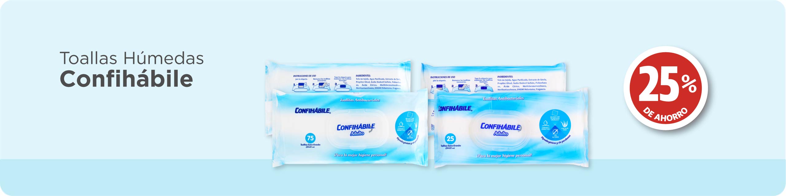Toallitas h&uacute;medas Confih&aacute;bile 25% de ahorro