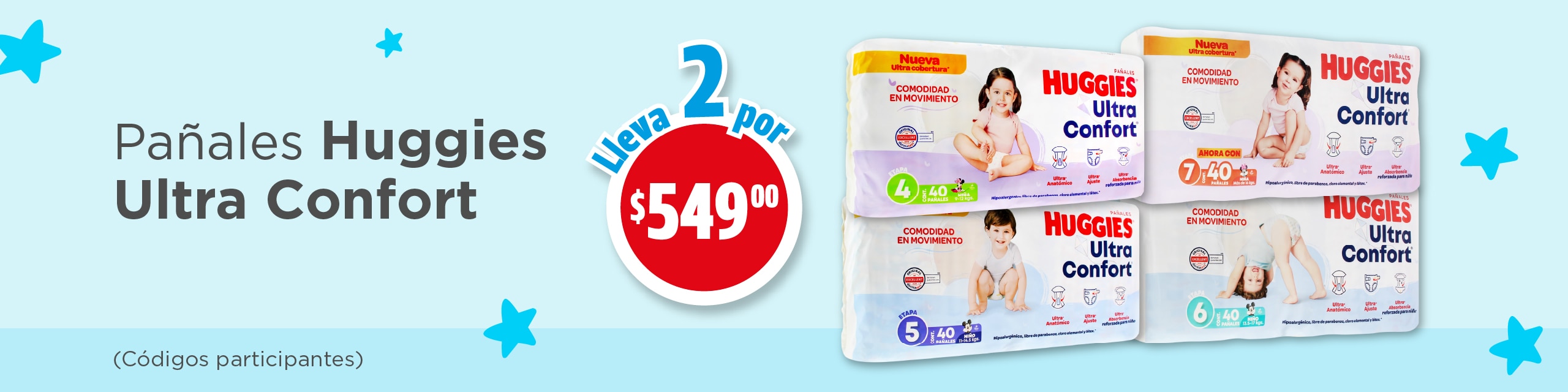 Huggies ultraconfort lleva dos por $549