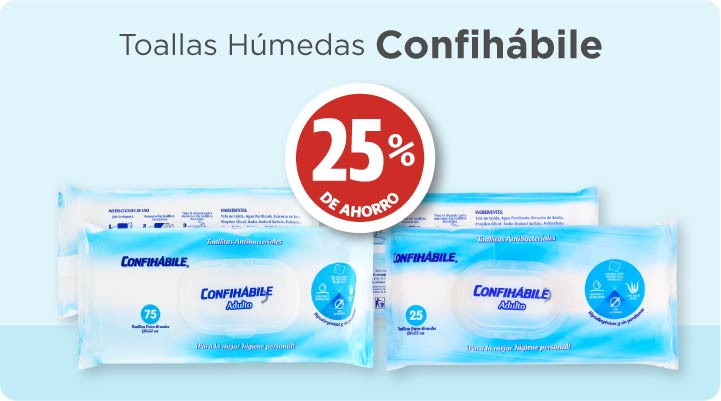 Toallitas h&uacute;medas Confih&aacute;bile 25% de ahorro